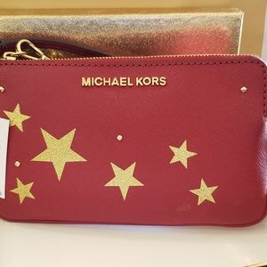 Michael Kors red w/gold stars wallet